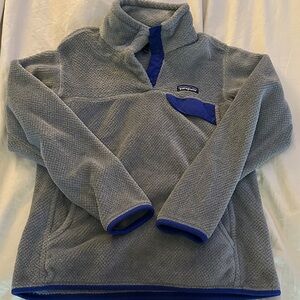Patagonia Gray Fleece with Blue Trim